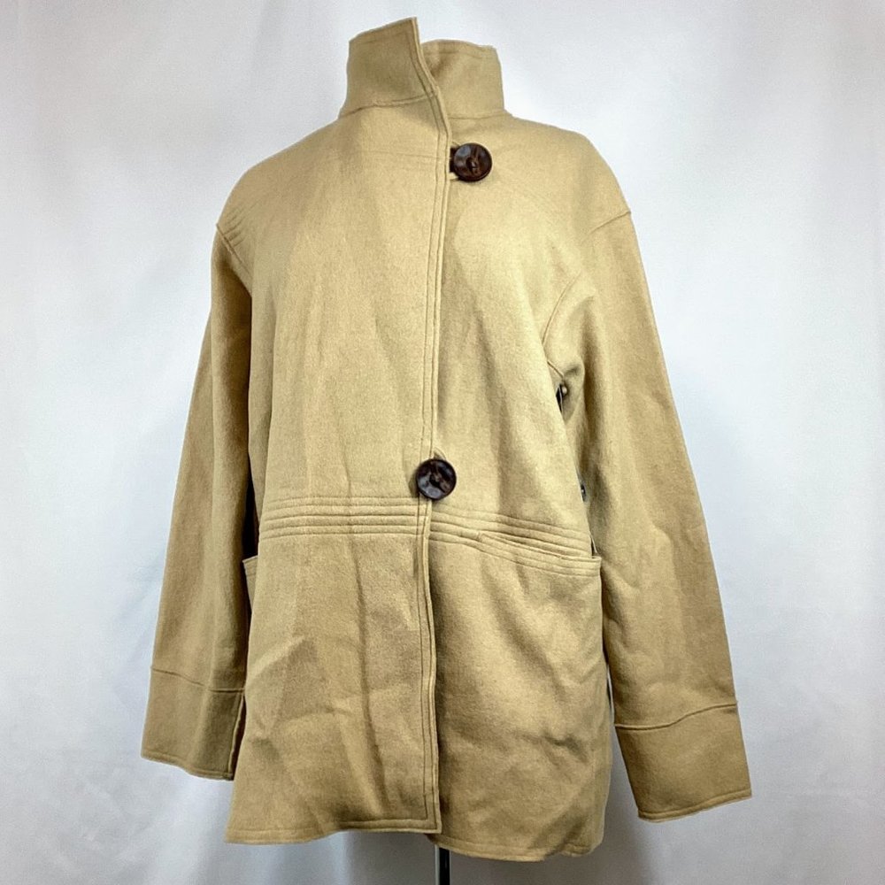NWT Jones New York Wool Knit Kirov Tan Woodchip Shaket Jacket Sz L $149